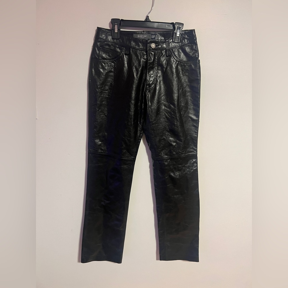 Vintage GAP Shiny Black Leather Boot Cut Pants